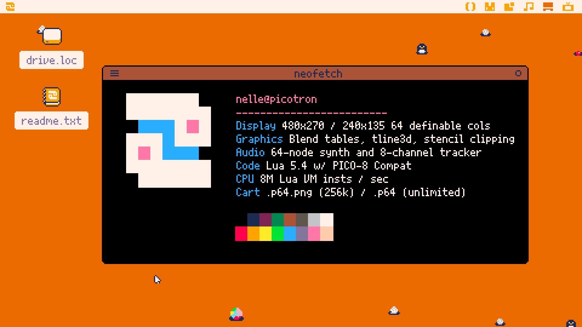 picotron running a neofetch program
