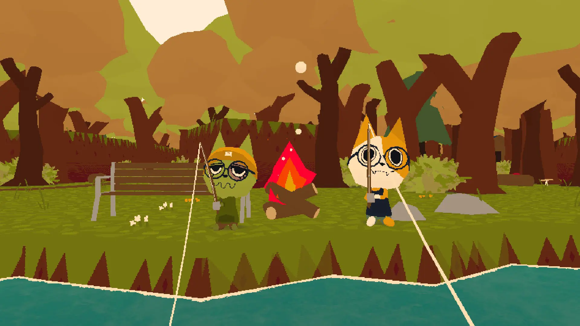 webfishing screenshot with me and elke sitting at a lake, fishing by a campfire

elke is now clothed